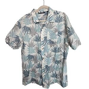 Travis Mathew Mens Hawaiian Floral Palm Print Shirt Sz XL Preppy Golf Resortwear
